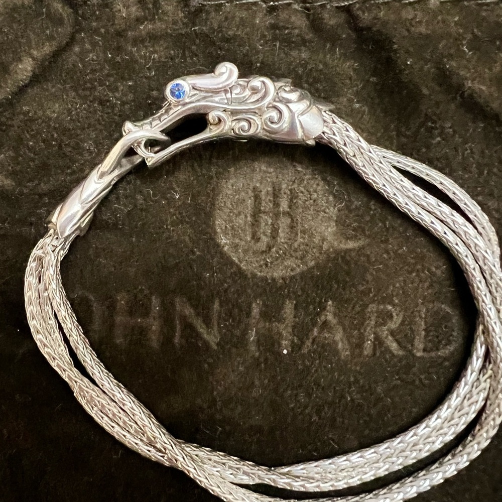 John Hardy 925 Bracelet Naga Collection.  Dragon with Blue Sapphires Eyes.